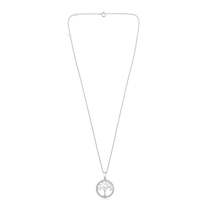 Solid Gold 0.24ct Natural Diamond Tree Of Life Pendant Necklace