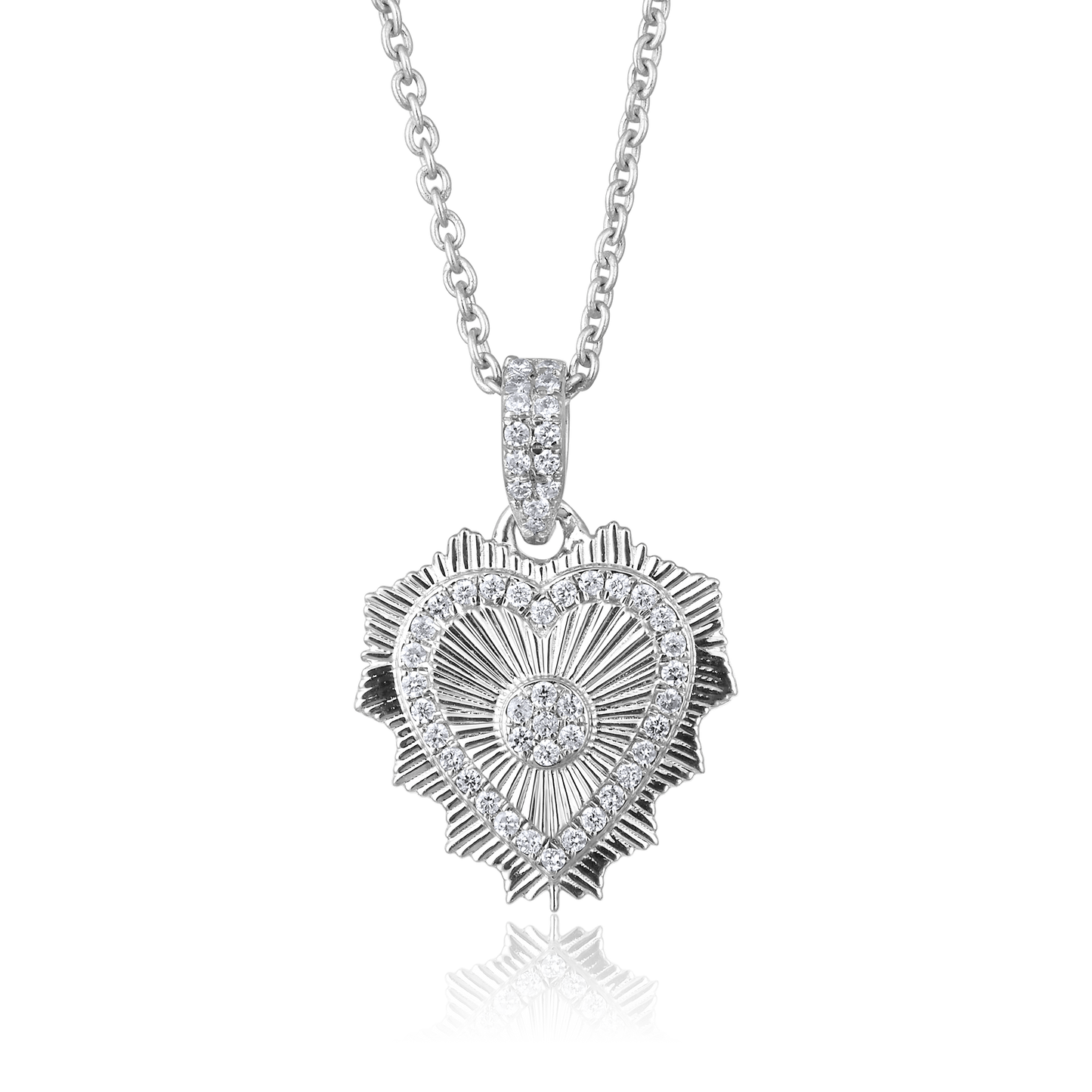 Solid Gold 0.1ct Natural Diamond Heart Spike Charm Necklace