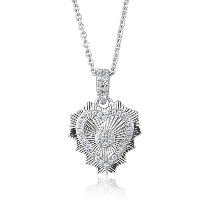 Solid Gold 0.1ct Natural Diamond Heart Spike Charm Necklace