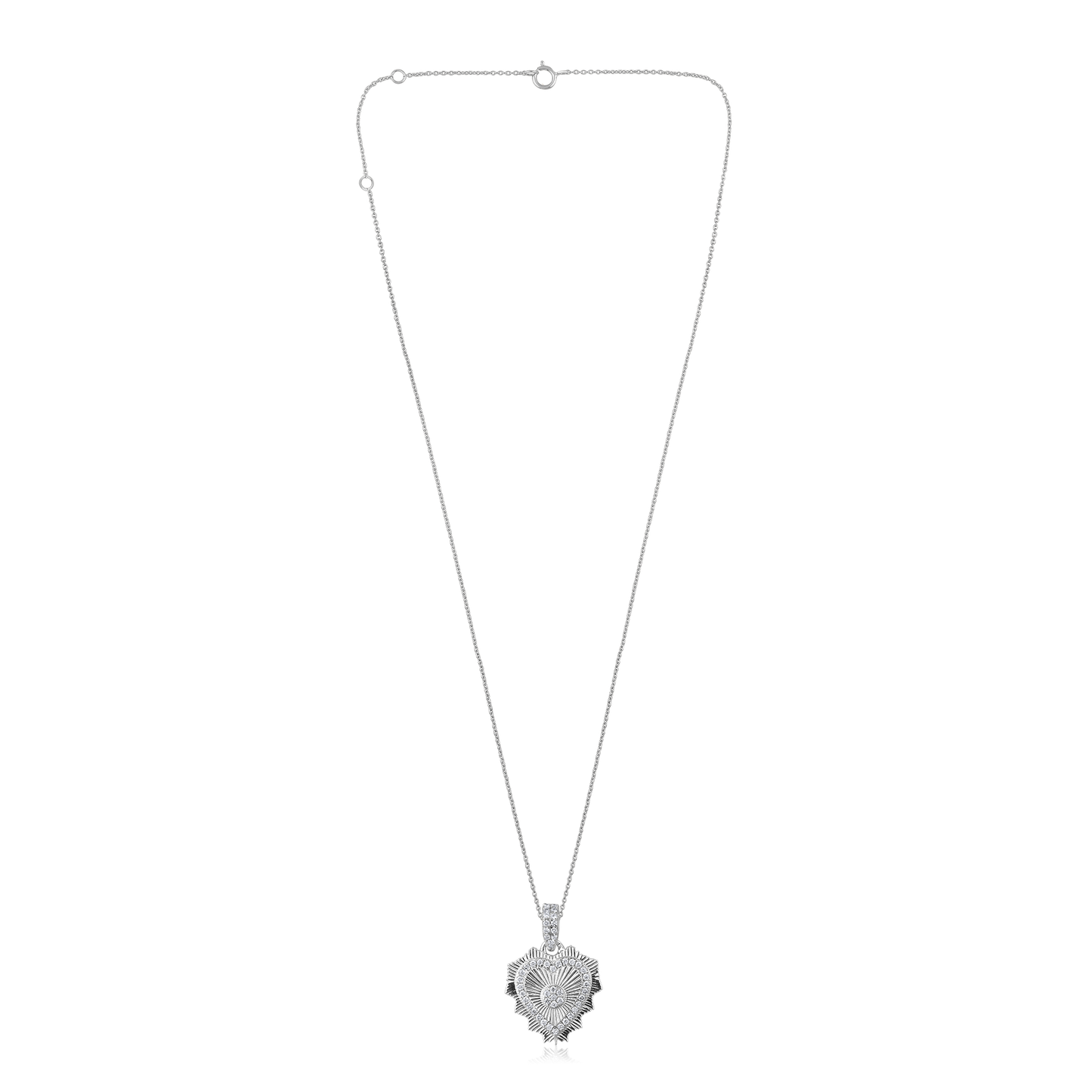 Solid Gold 0.1ct Natural Diamond Heart Spike Charm Necklace