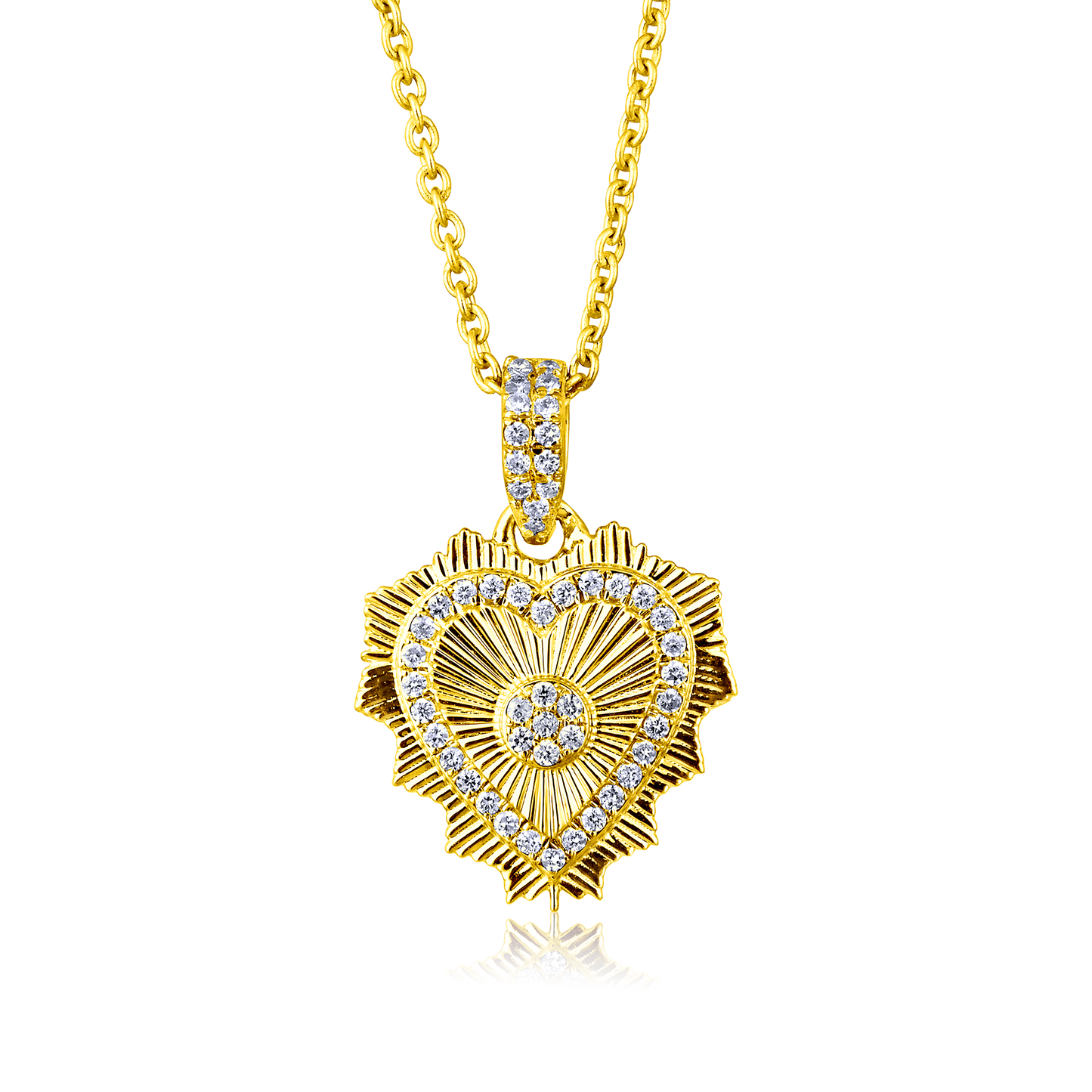 Solid Gold 0.11ct Natural Diamond Heart Spike Charm Necklace