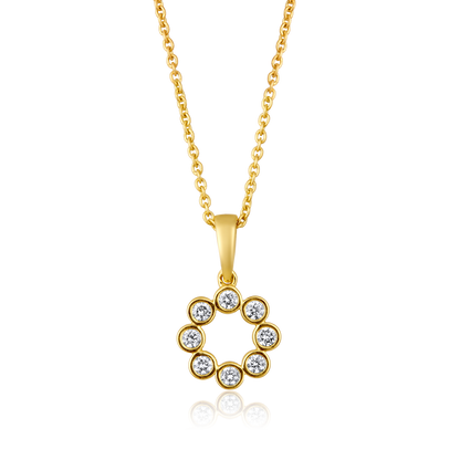 Solid Gold 0.14ct Natural Diamond Bezel Round Pendant Necklace