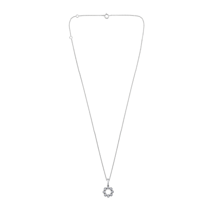 Solid Gold 0.2ct Natural Diamond Circle Cluster Round Bead Necklace