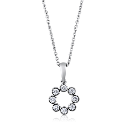 Solid Gold 0.2ct Natural Diamond Circle Cluster Round Bead Necklace