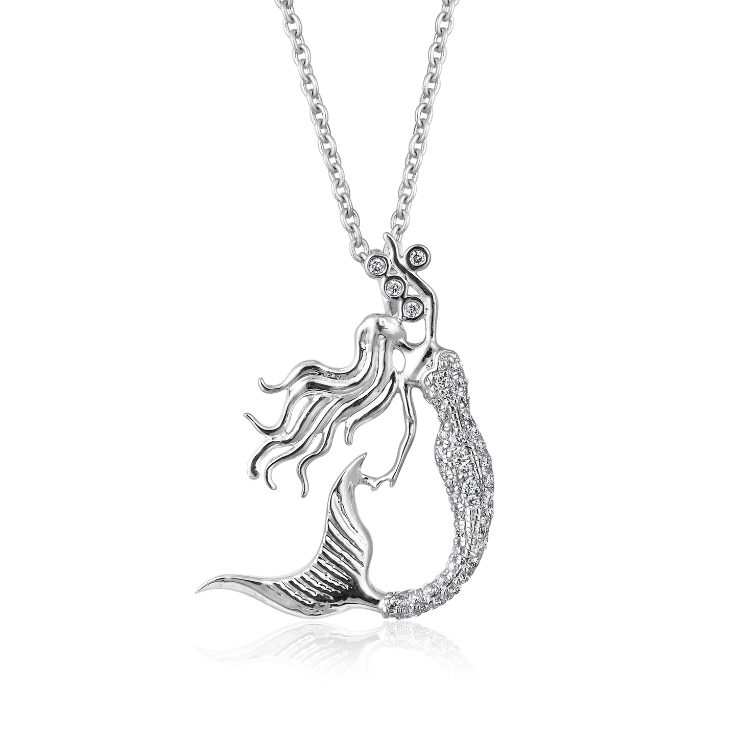 Solid Gold 0.1ct Natural Diamond Mermaid Sea Princess Necklace