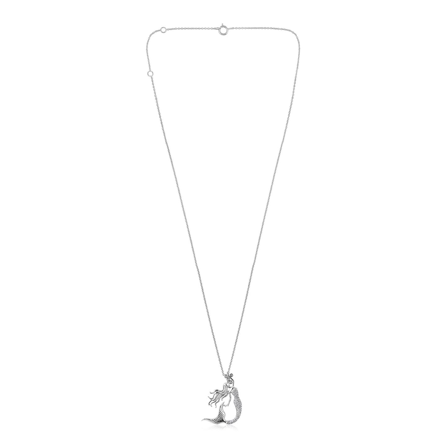 Solid Gold 0.1ct Natural Diamond Mermaid Sea Princess Necklace