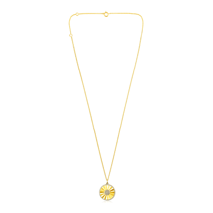 Solid Gold 0.2ct Natural Diamond Round Medallion Charm Disk Necklace
