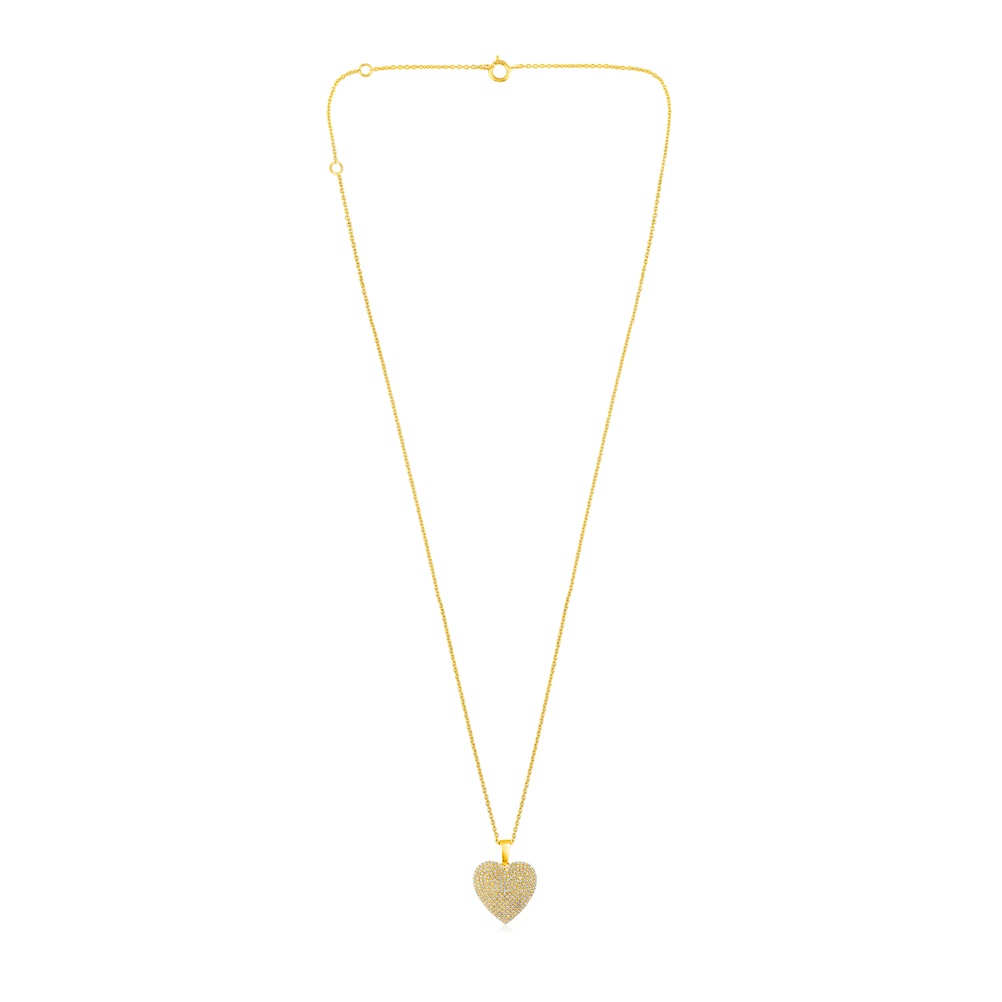 Solid Gold 0.32ct Natural Diamond Dome Bubble Heart Love Necklace