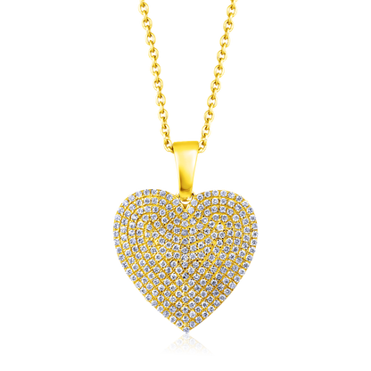 Solid Gold 0.32ct Natural Diamond Dome Bubble Heart Love Necklace