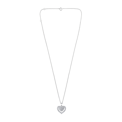 Solid Gold 0.22ct Natural Diamond Heart Linked Love Halo Charm Necklace
