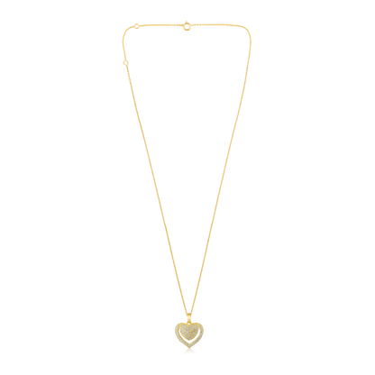 Solid Gold 0.21ct Natural Diamond 2 Heart Linked Love Pendant Necklace