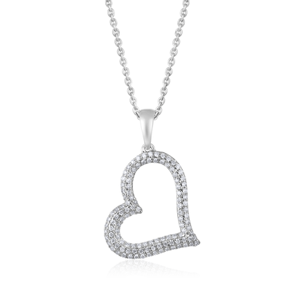 Solid Gold 0.2ct Natural Diamond Curvy Heart Tilt Charm Necklace