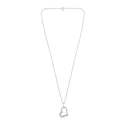 Solid Gold 0.2ct Natural Diamond Curvy Heart Tilt Charm Necklace