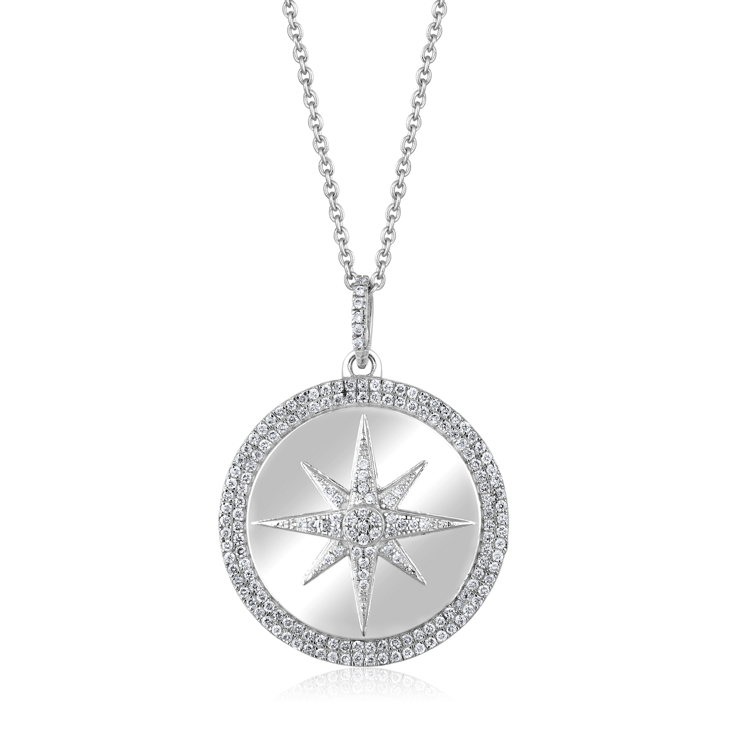 Solid Gold 0.31ct Natural Diamond Starburst Round Vintage Necklace