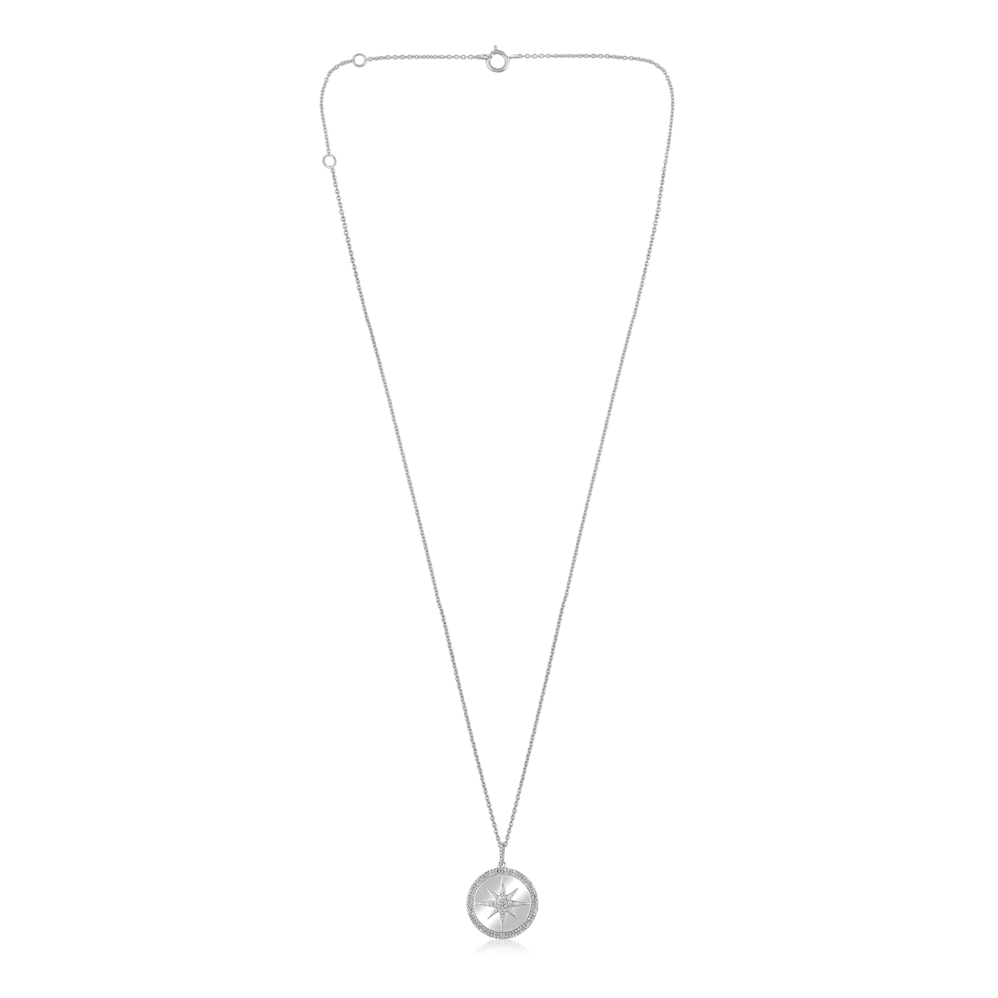 Solid Gold 0.31ct Natural Diamond Starburst Round Vintage Necklace