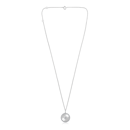 Solid Gold 0.31ct Natural Diamond Starburst Round Vintage Necklace