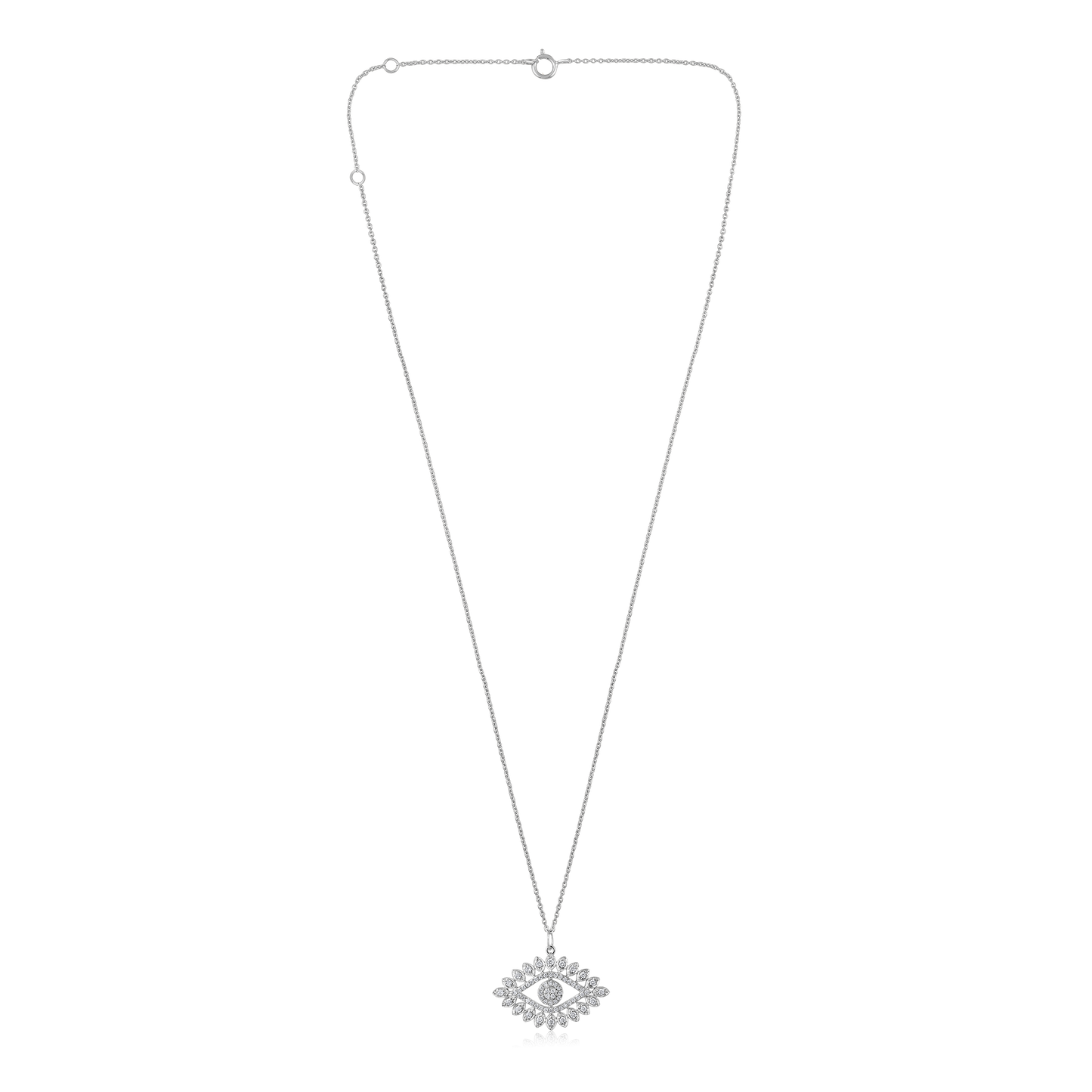 Solid Gold 0.4ct Natural Diamond Evil Eye Charm Necklace