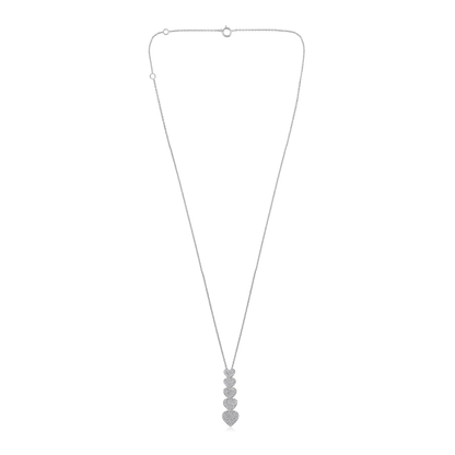 Solid Gold 0.3ct Natural Diamond 5 Heart Graduation Charm Necklace