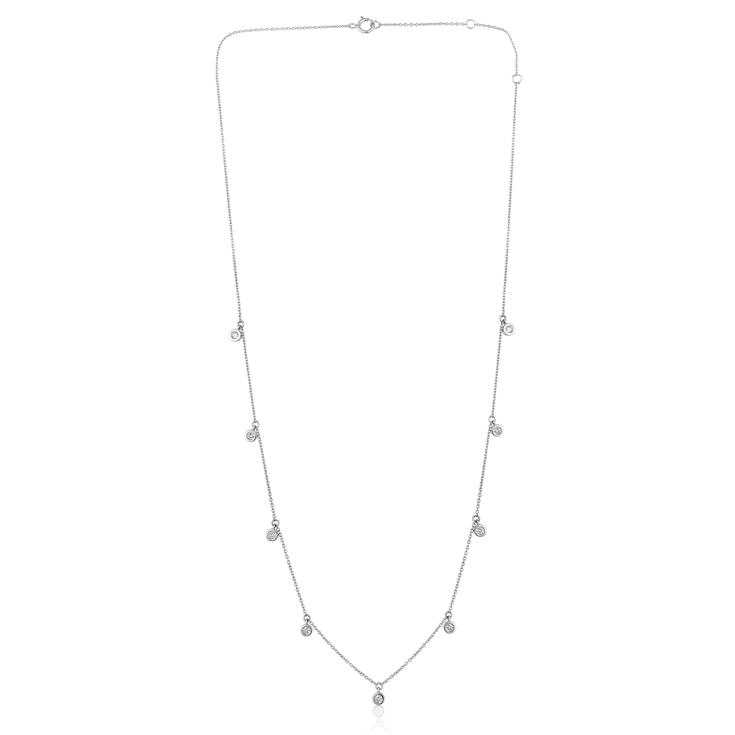 Solid Gold 0.33ct Natural Diamond By-Yard Dangle Drop Round Necklace
