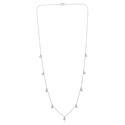 Solid Gold 0.33ct Natural Diamond By-Yard Dangle Drop Round Necklace