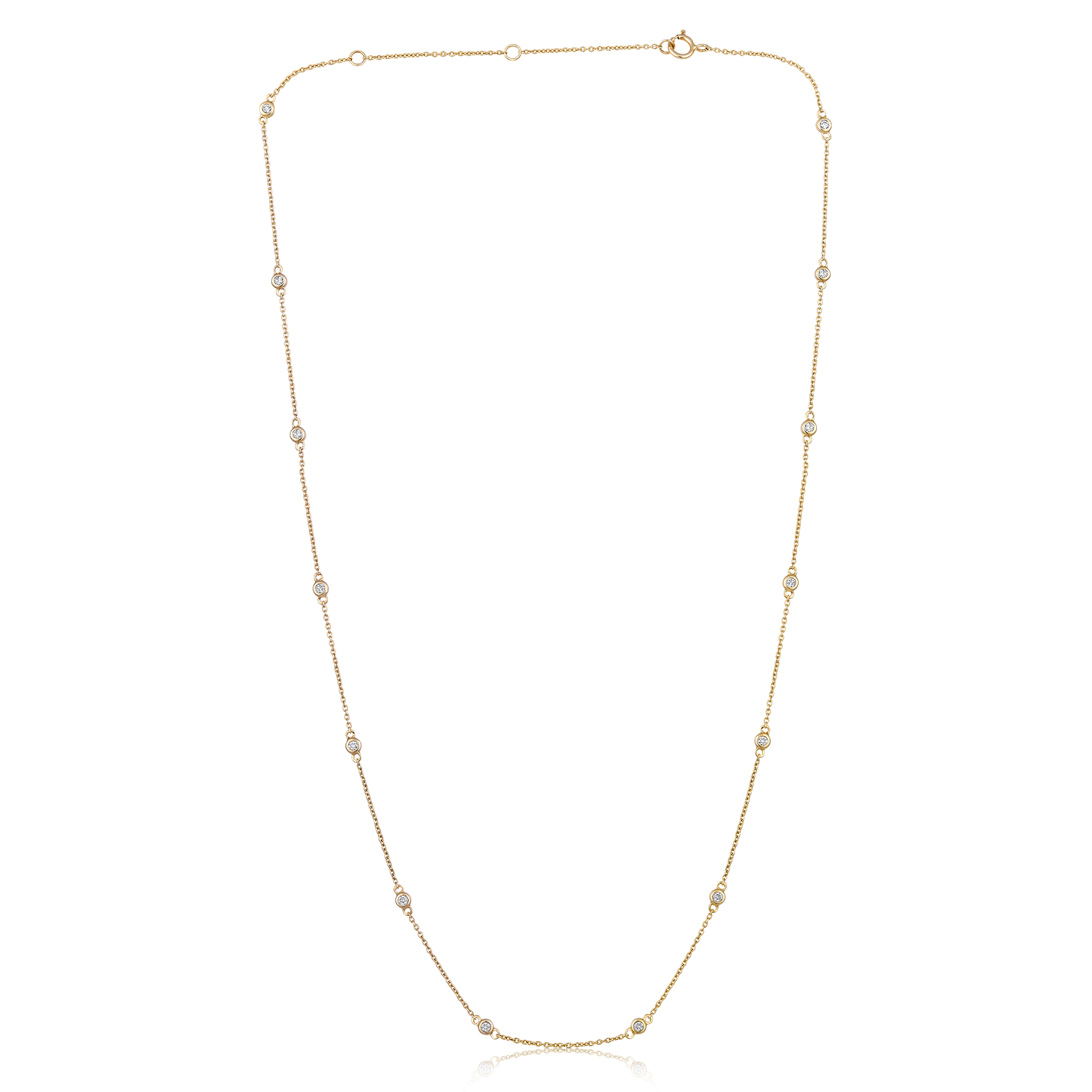 Solid Gold 0.22ct Natural Diamond By Yard Station Necklace