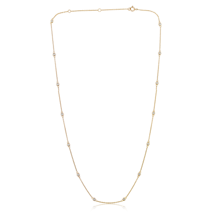 Solid Gold 0.22ct Natural Diamond By Yard Station Necklace