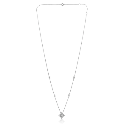 Solid Gold 0.22ct Natural Diamond Floral Motif By Yard Station Necklace