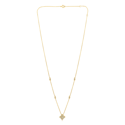 Solid Gold 0.22ct Natural Diamond Floral Star By-Yard Chain Necklace