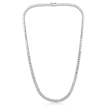 Solid Gold 8ct Natural Diamond Emerald Bezel Tennis Straight Necklace