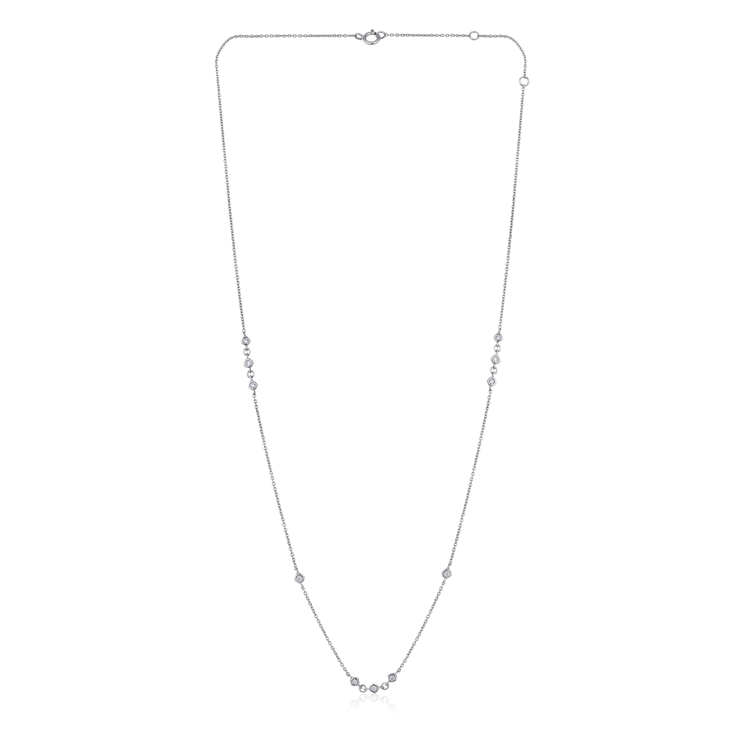 Solid Gold 0.14ct Natural Diamond By-Yard Station Multi Necklace
