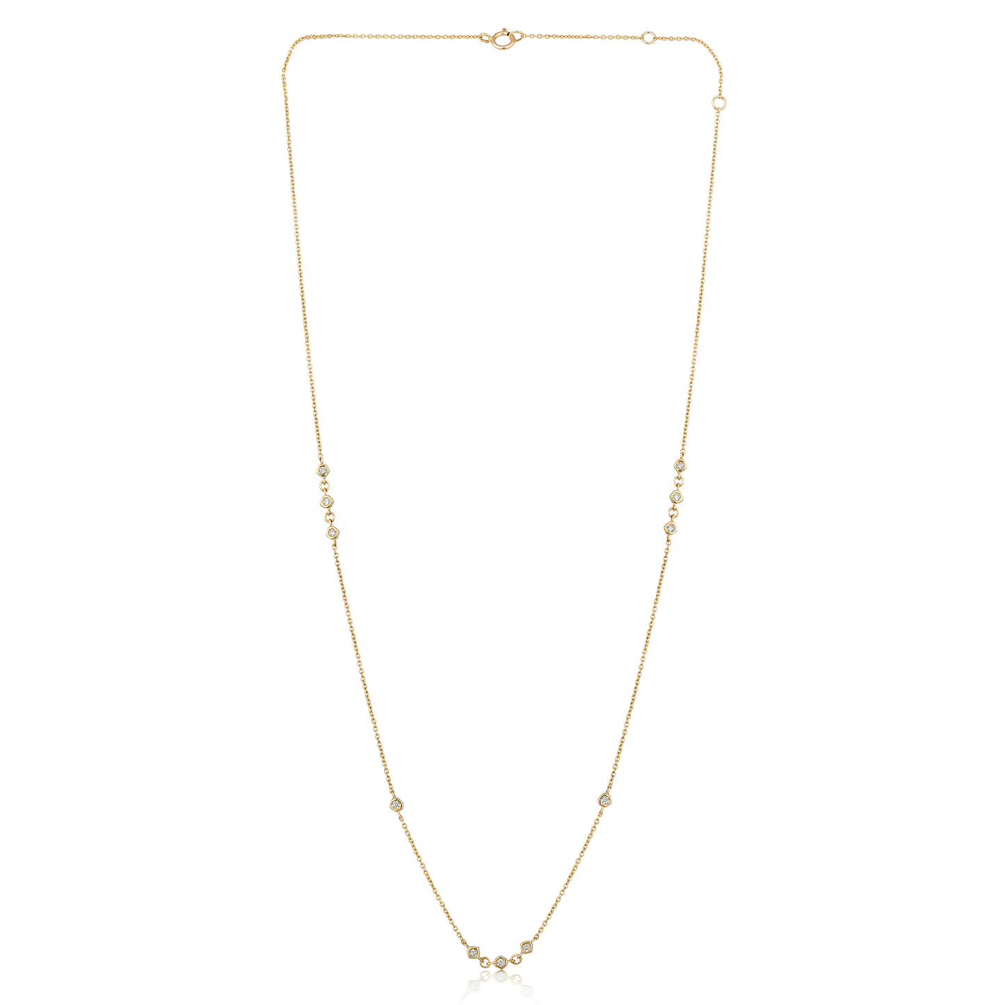 Solid Gold 0.14ct Natural Diamond By Yard Station Necklace