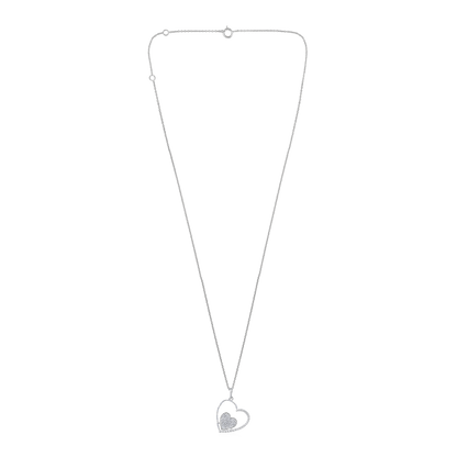 Solid Gold 0.1ct Natural Diamond Link Double Heart Halo CutOut Necklace