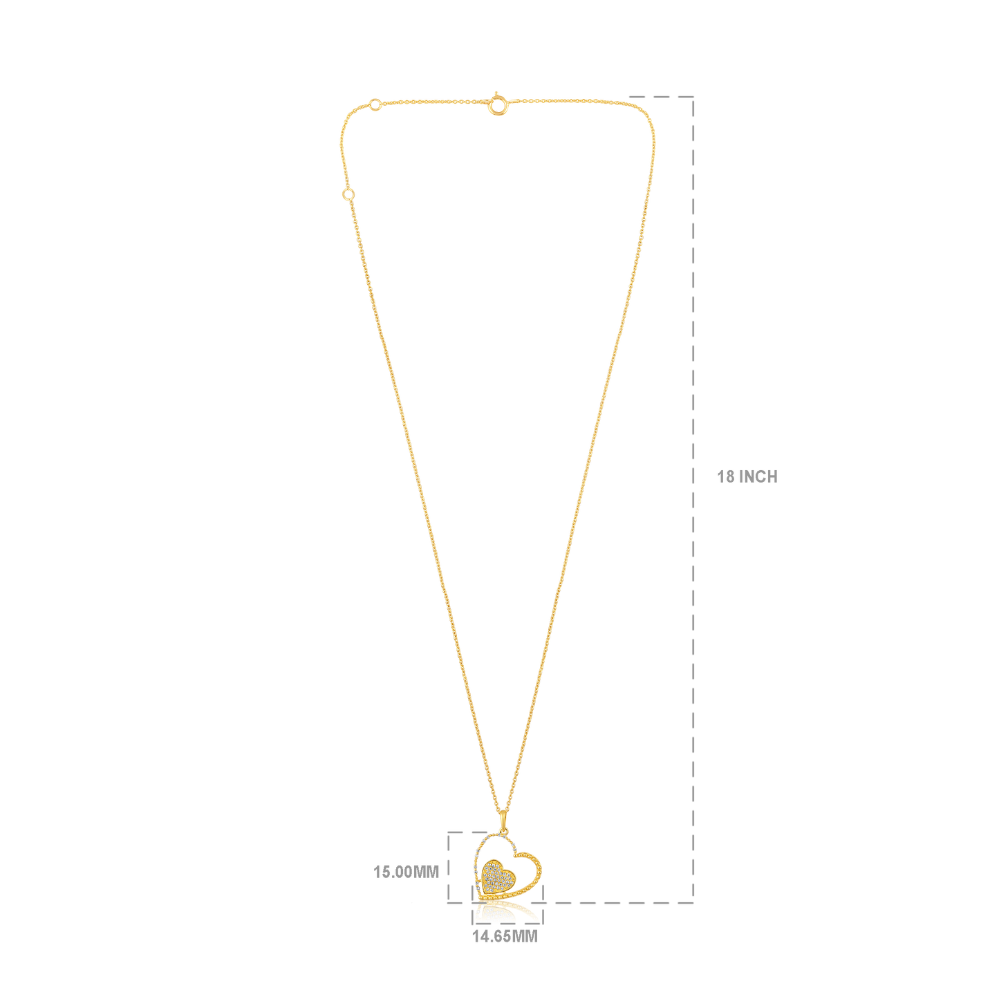 Solid Gold 0.11ct Natural Diamond Twin Heart Love Charm Pendant Necklace