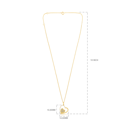 Solid Gold 0.11ct Natural Diamond Twin Heart Love Charm Pendant Necklace