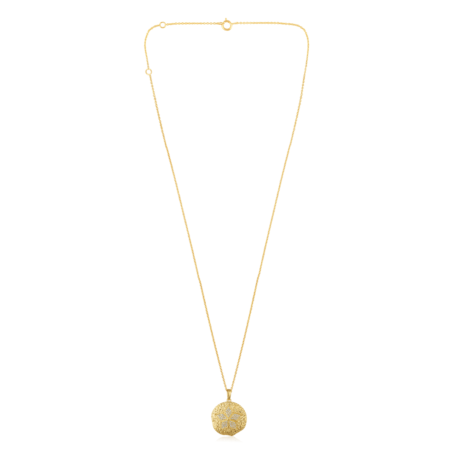 Solid Gold 0.2ct Natural Diamond Round Charm Vintage Necklace