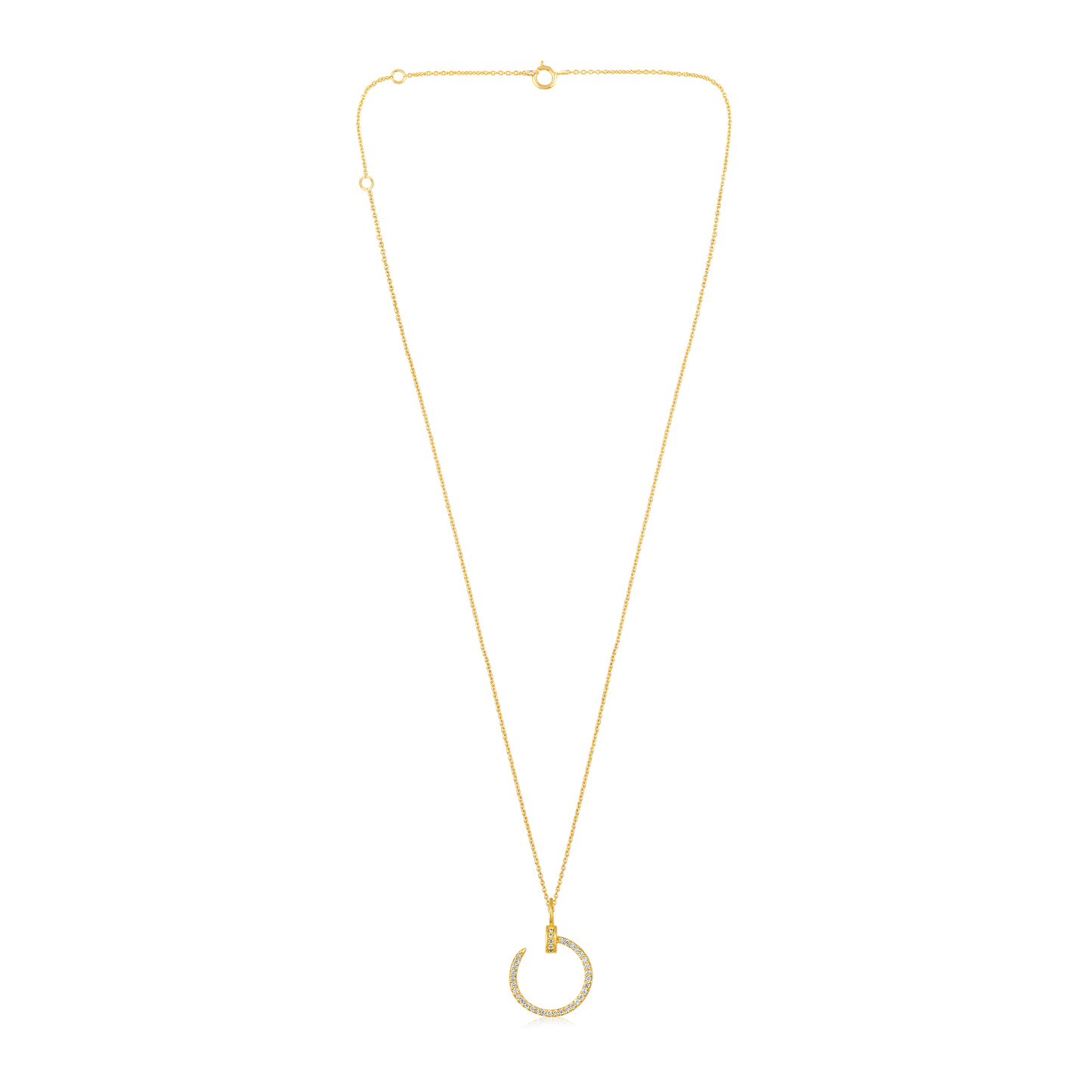 Solid Gold 0.23ct Natural Diamond Circle Nail Necklace