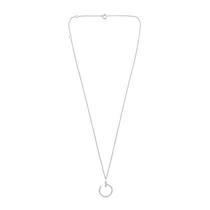 Solid Gold 0.12ct Natural Diamond Nail Open Circle Necklace