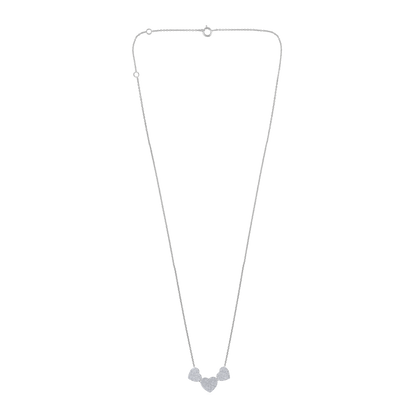 Solid Gold 0.8ct Natural Diamond Triple Heart Love Linked Charm Necklace