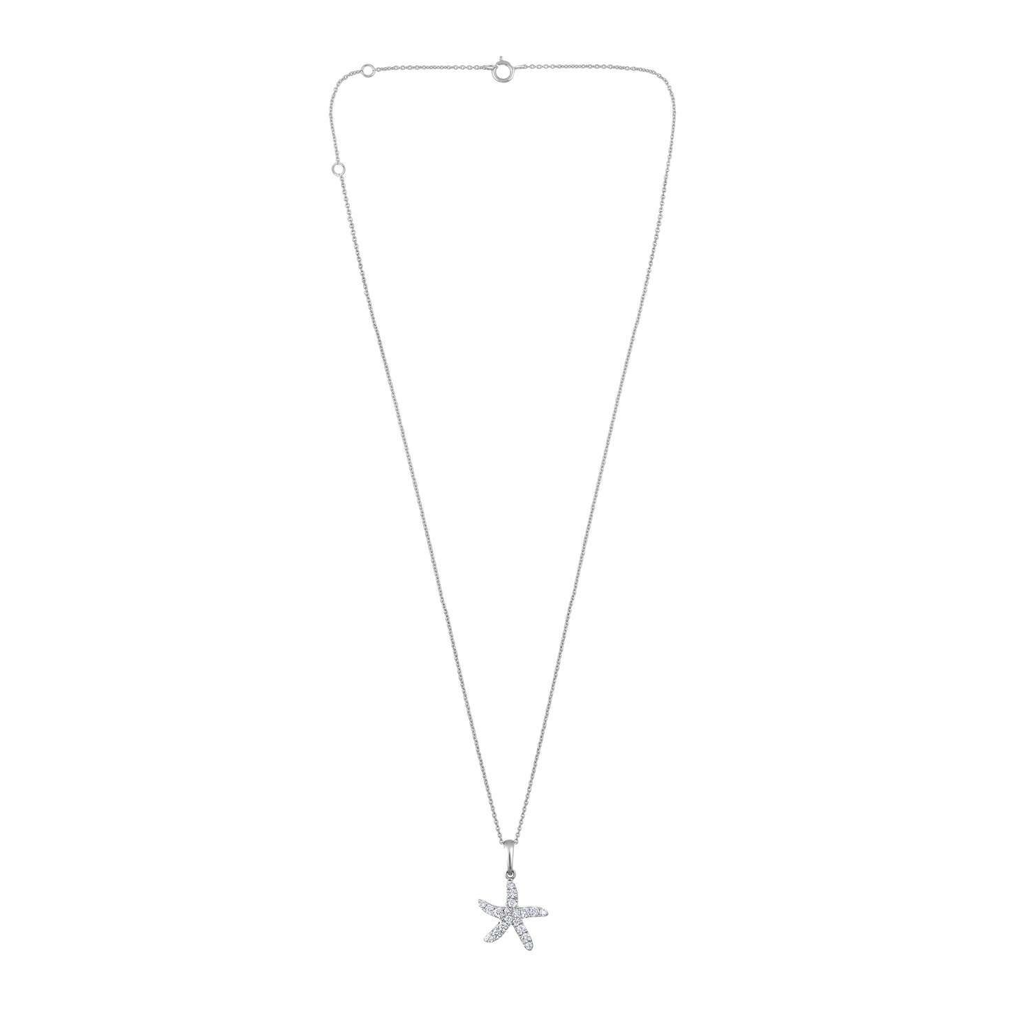 Solid Gold 0.7ct Natural Diamond w/ Natural Ruby Starfish 2 Way Charm Necklace