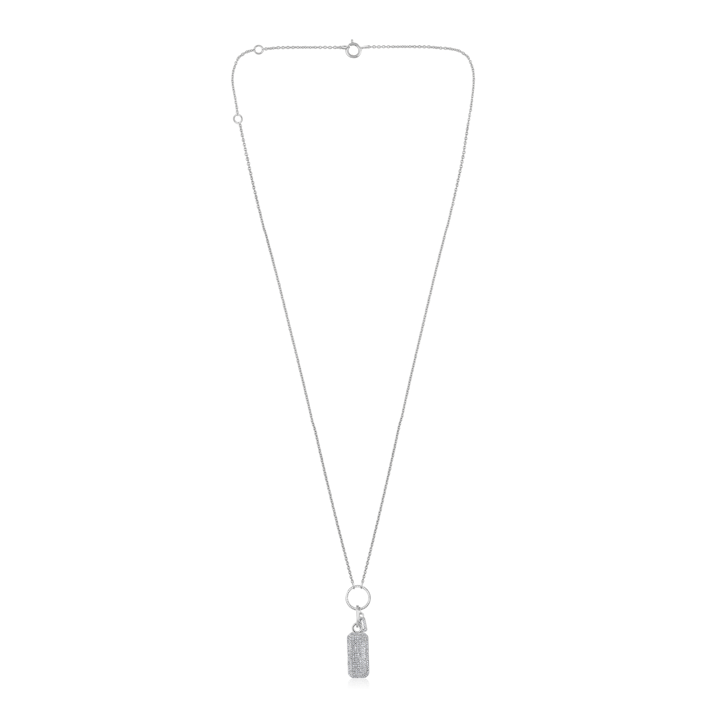 Solid Gold 0.4ct Natural Diamond Double Tag Rectangle Bar Charm Necklace