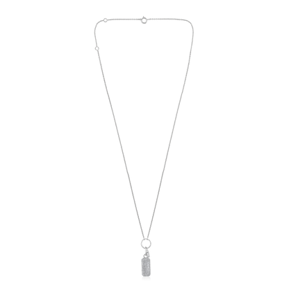 Solid Gold 0.4ct Natural Diamond Double Tag Rectangle Bar Charm Necklace