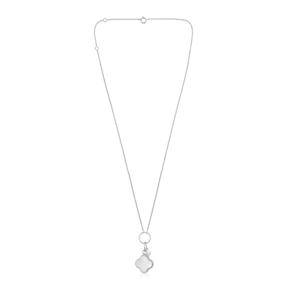 Solid Gold 0.11ct Natural Diamond Bubble Clover Ring Charm Necklace