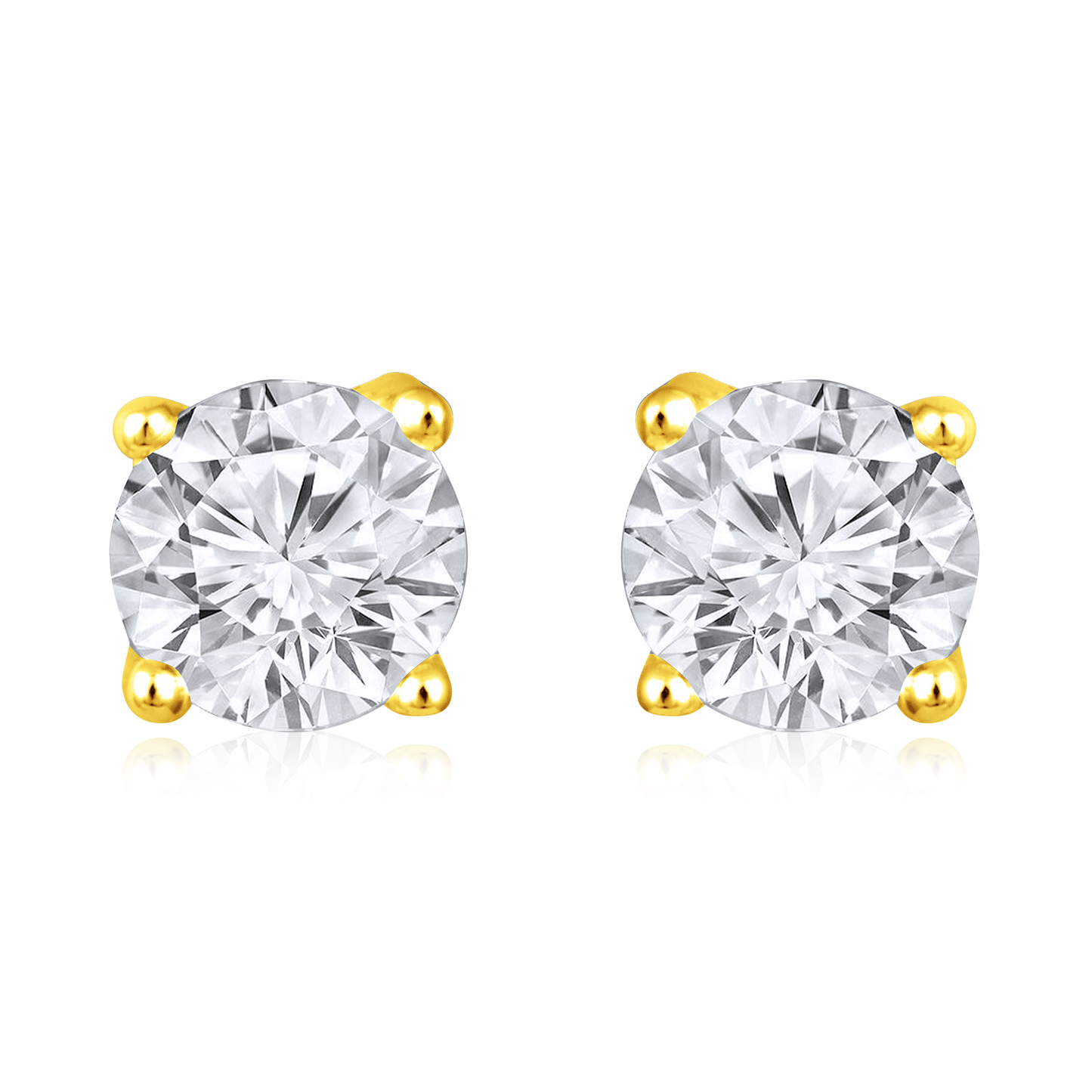 Solid Gold 0.6ct Natural Diamond Single Stone Solitaire Stud Earrings