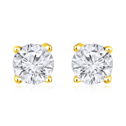 Solid Gold 0.6ct Natural Diamond Single Stone Solitaire Stud Earrings