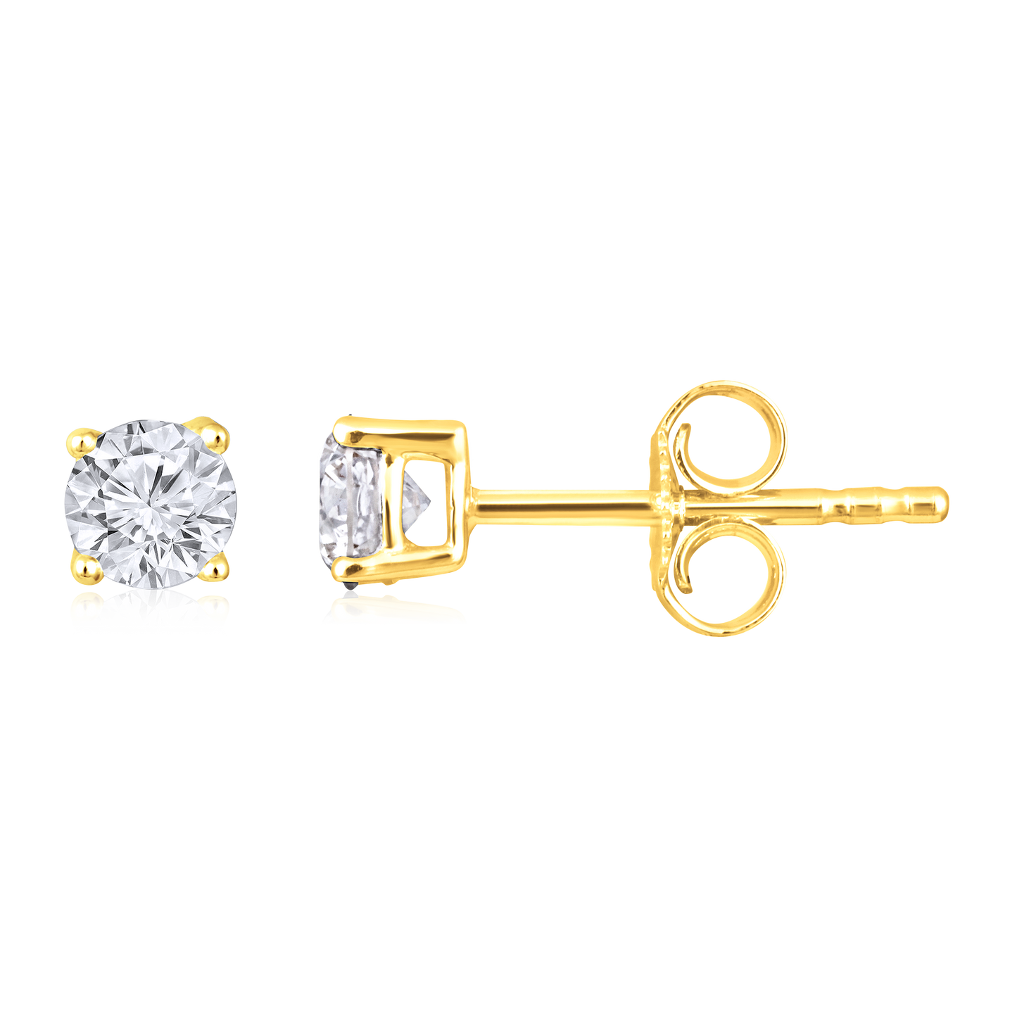 Solid Gold 0.6ct Natural Diamond Single Stone Solitaire Stud Earrings