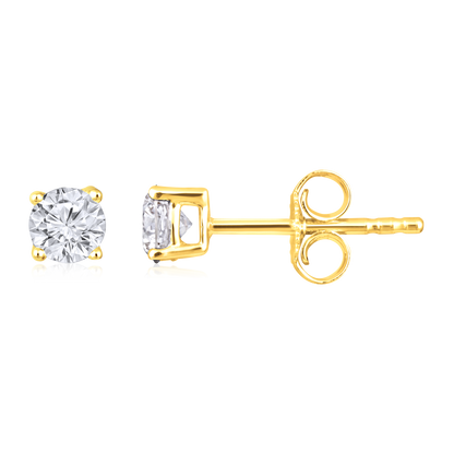 Solid Gold 0.6ct Natural Diamond Single Stone Solitaire Stud Earrings