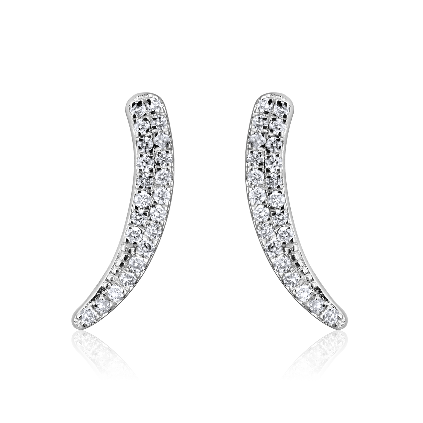 Solid Gold 0.2ct Natural Diamond Climber Curved Sword Stud Earrings