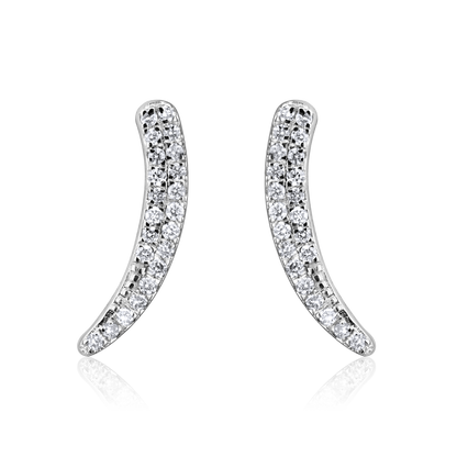 Solid Gold 0.2ct Natural Diamond Climber Curved Sword Stud Earrings