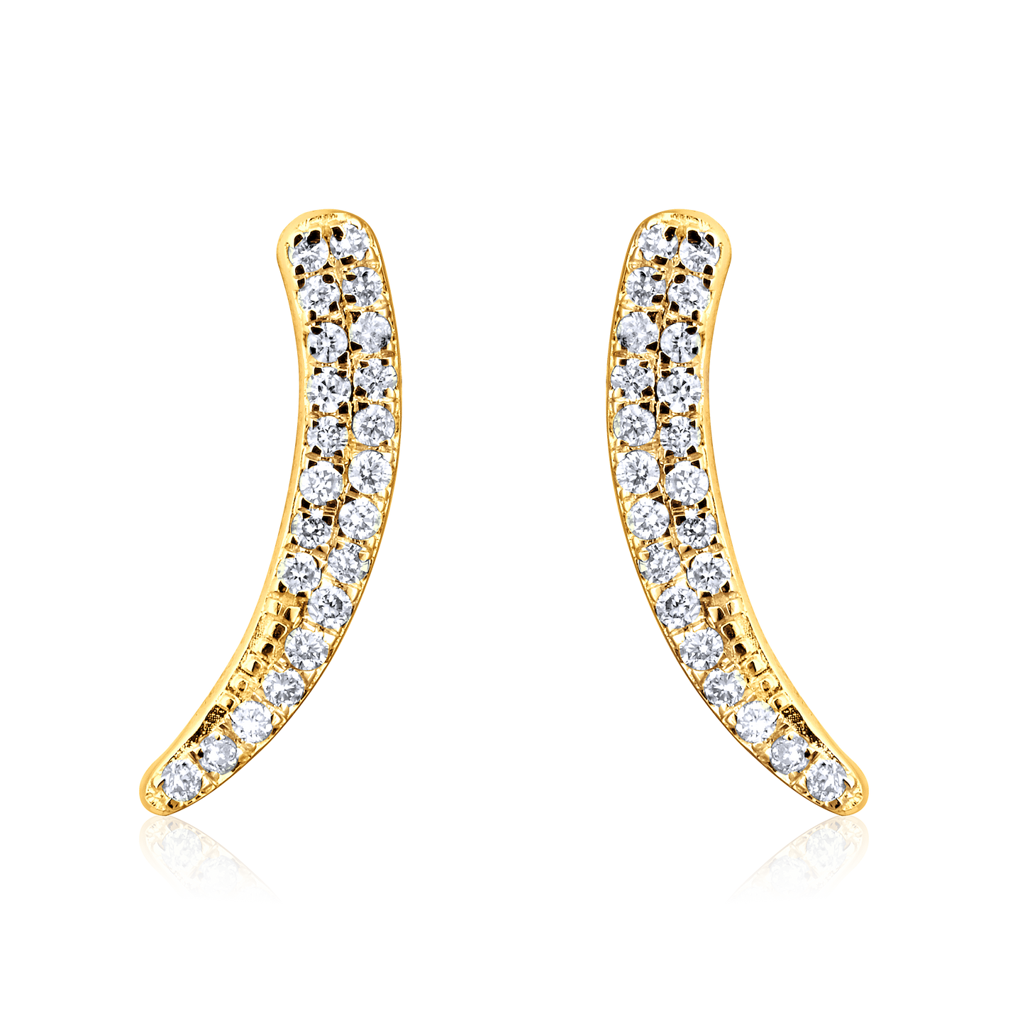 Solid Gold 0.14ct Natural Diamond 2in1 Curved Drop Climber Stud Earrings