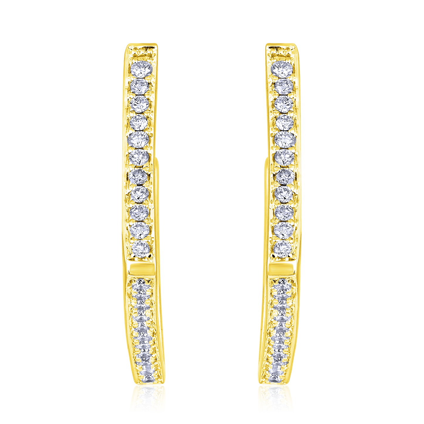 Solid Gold 0.32ct Natural Diamond Square Open Hoop Stud Earrings